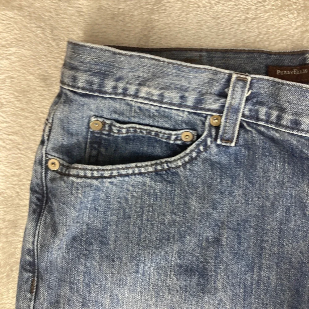 Perry‎ Ellis Jeans Mens Straight Leg Denim Medium Wash 100% Cotton 36x30